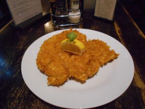 Crispy fried chicken schnitzel