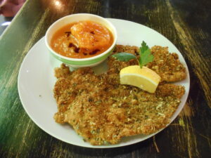 Schnitzel with pumpkin breading