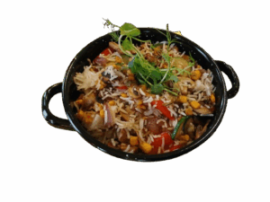 Vegan Seasonal pan vegetables with rice